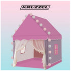 Kruzzel Kinderspielzelt Prinzessinnenhaus rosa faltbar 130x100x120 cm mit LED-Lichterkette für Mädchen Indoor Outdoor – Bild 2