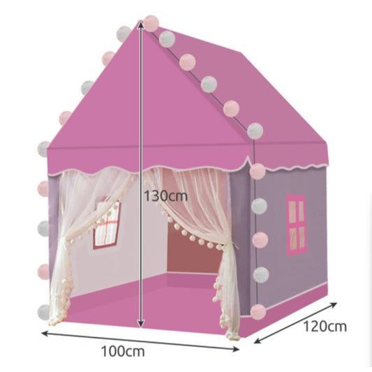Kruzzel Kinderspielzelt Prinzessinnenhaus rosa faltbar 130x100x120 cm mit LED-Lichterkette für Mädchen Indoor Outdoor – Bild 3