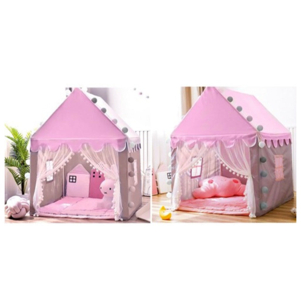 Kruzzel Kinderspielzelt Prinzessinnenhaus rosa faltbar 130x100x120 cm mit LED-Lichterkette für Mädchen Indoor Outdoor – Bild 8
