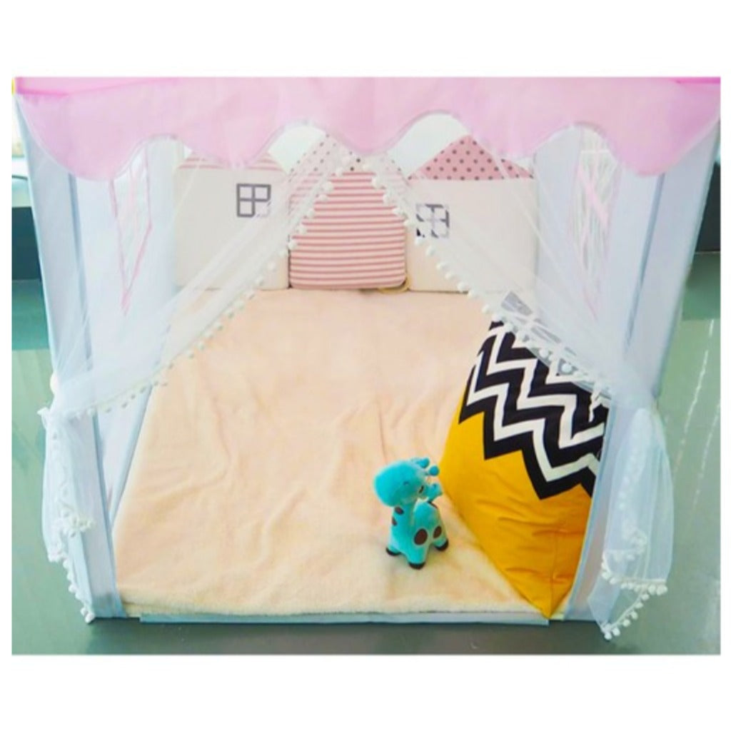 Kruzzel Kinderspielzelt Prinzessinnenhaus rosa faltbar 130x100x120 cm mit LED-Lichterkette für Mädchen Indoor Outdoor – Bild 9