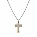 Kreuz Halskette Bicolor Edelstahl 52 cm – Herren Kette mit Kreuzanhänger Silber & Gold