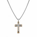 Herren Kreuz Halskette Bicolor Edelstahl 52 cm – Kreuzanhänger Silber & Goldfarben maskulin