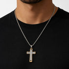 Herren Kreuz Halskette Bicolor Edelstahl 52 cm – Kreuzanhänger Silber & Goldfarben maskulin – Bild 2
