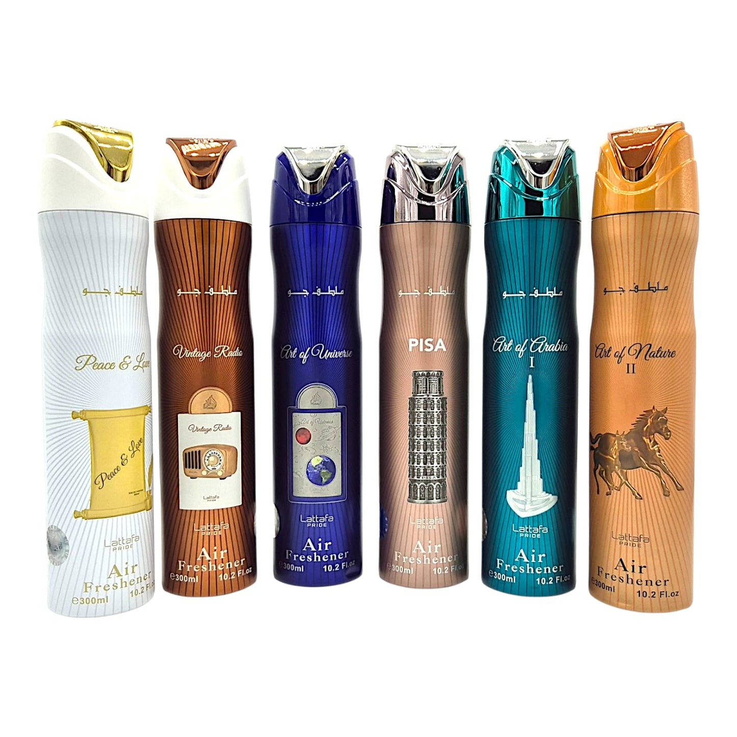 Lattafa Raumspray Set 6x300ml Air Freshener Pisa, Art of Arabia I