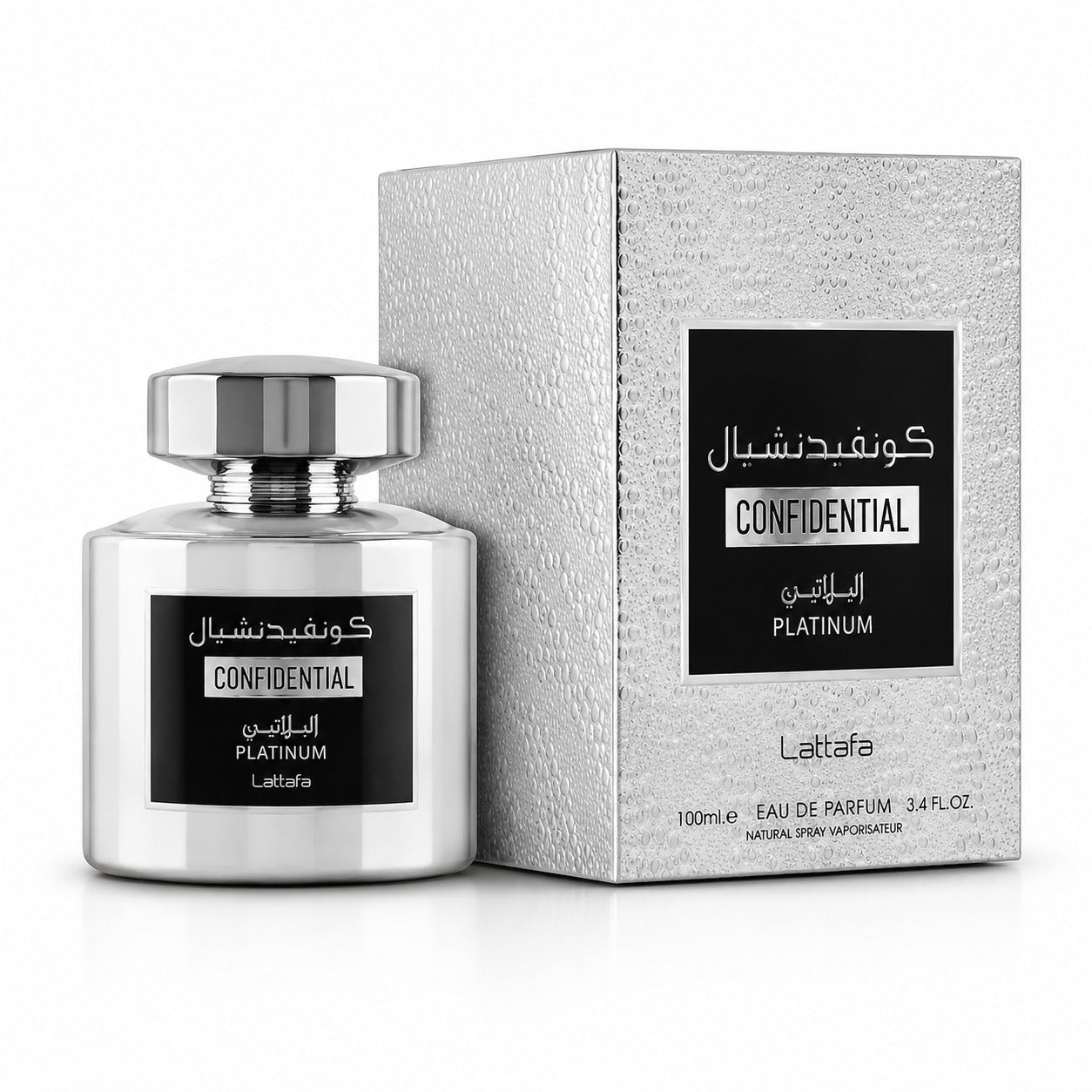 Lattafa Confidential Platinum Eau de Parfum 100ml – Eleganter Herrenduft mit Bergamotte, Weihrauch und Ambra