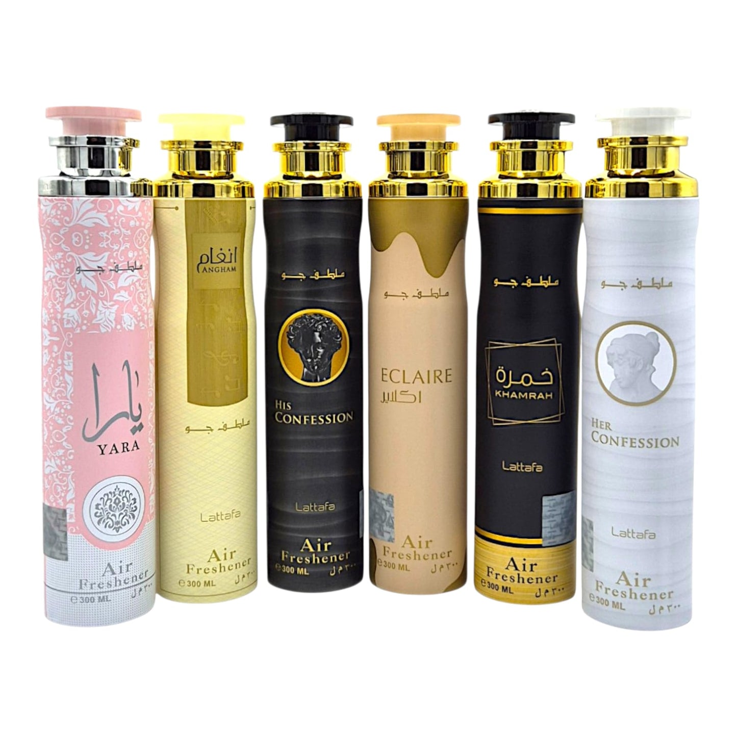 Lattafa Raumduft Set 6x300ml Air Freshener  Raumspray Yara, Eclaire, usw.