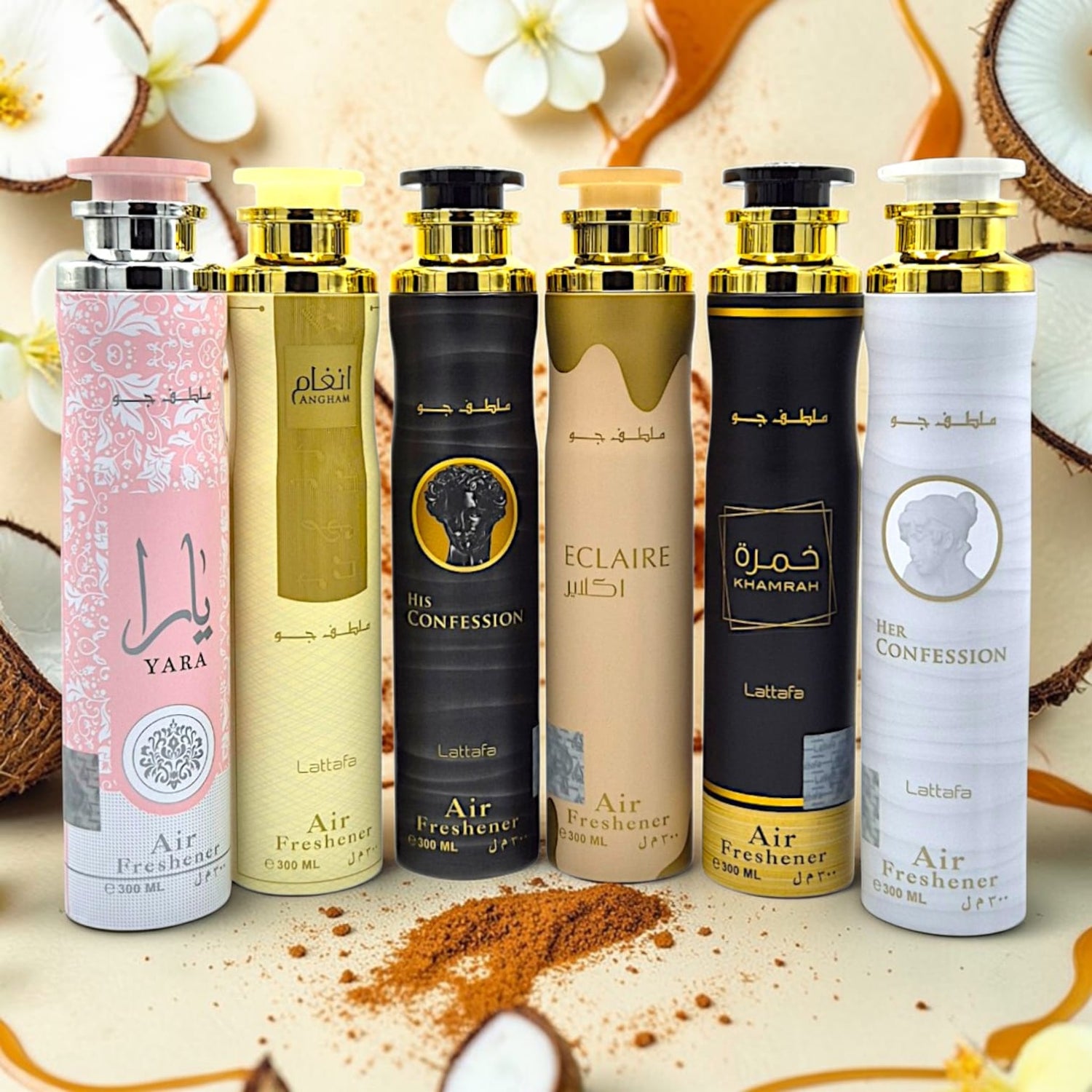 Lattafa Raumduft Set 6x300ml Air Freshener  Raumspray Yara, Eclaire, usw.