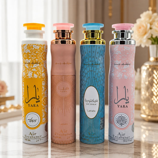 Lattafa Raumspray Set Air Freshener Yara Yara Tous Victoira Haya 4x300ml orientalischer Unisex Raumduft – Bild 2
