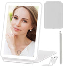LED Kosmetikspiegel mit Beleuchtung klappbar 13,5x20 cm – weißer Schminkspiegel und Reisespiegel mit Touch-Dimmer – Bild 2