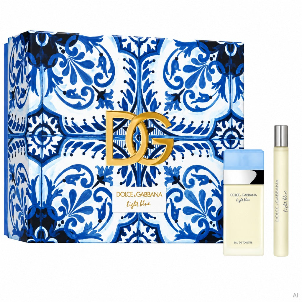 DOLCE & GABBANA Light Blue Geschenkset Eau de Toilette 25 ml + 10 ml – frischer Damenduft mit Zitrone, Apfel und Zedernholz