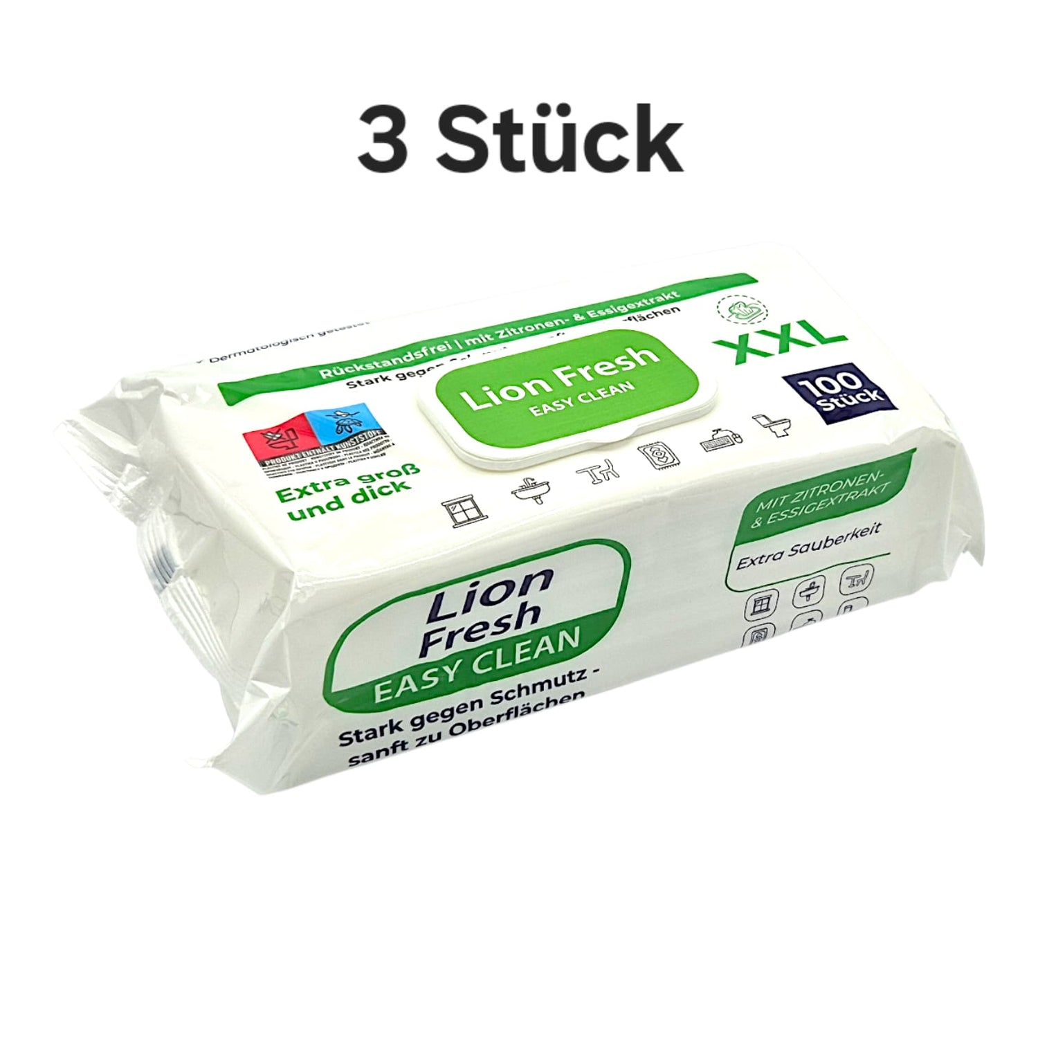 Lion Fresh Easy Clean Weisse Seife Reinigungstücher Allzwecktücher 3x 100 Tücher