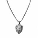 Löwen Halskette Herren 29 cm – Silberfarbene Kette mit Löwenkopf Anhänger & Strass