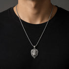 Herren Löwen Halskette 29 cm silberfarben mit Löwenkopf Anhänger und Strass-Steinen – Bild 3