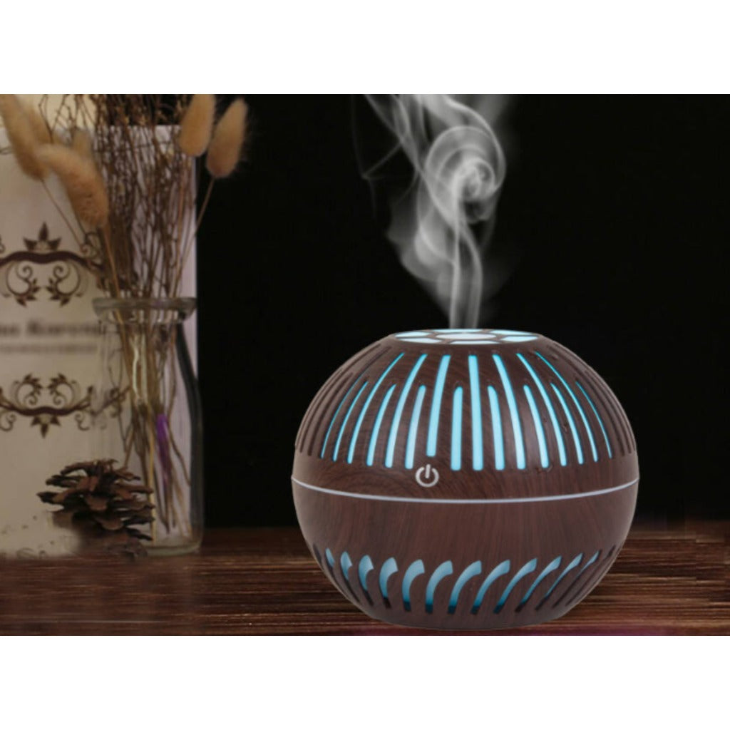 Ultraschall Luftbefeuchter Aroma Diffuser 300 ml mit RGB LED Nachtlicht in Dunkelbraun – USB Aromatherapie Diffusor – Bild 10