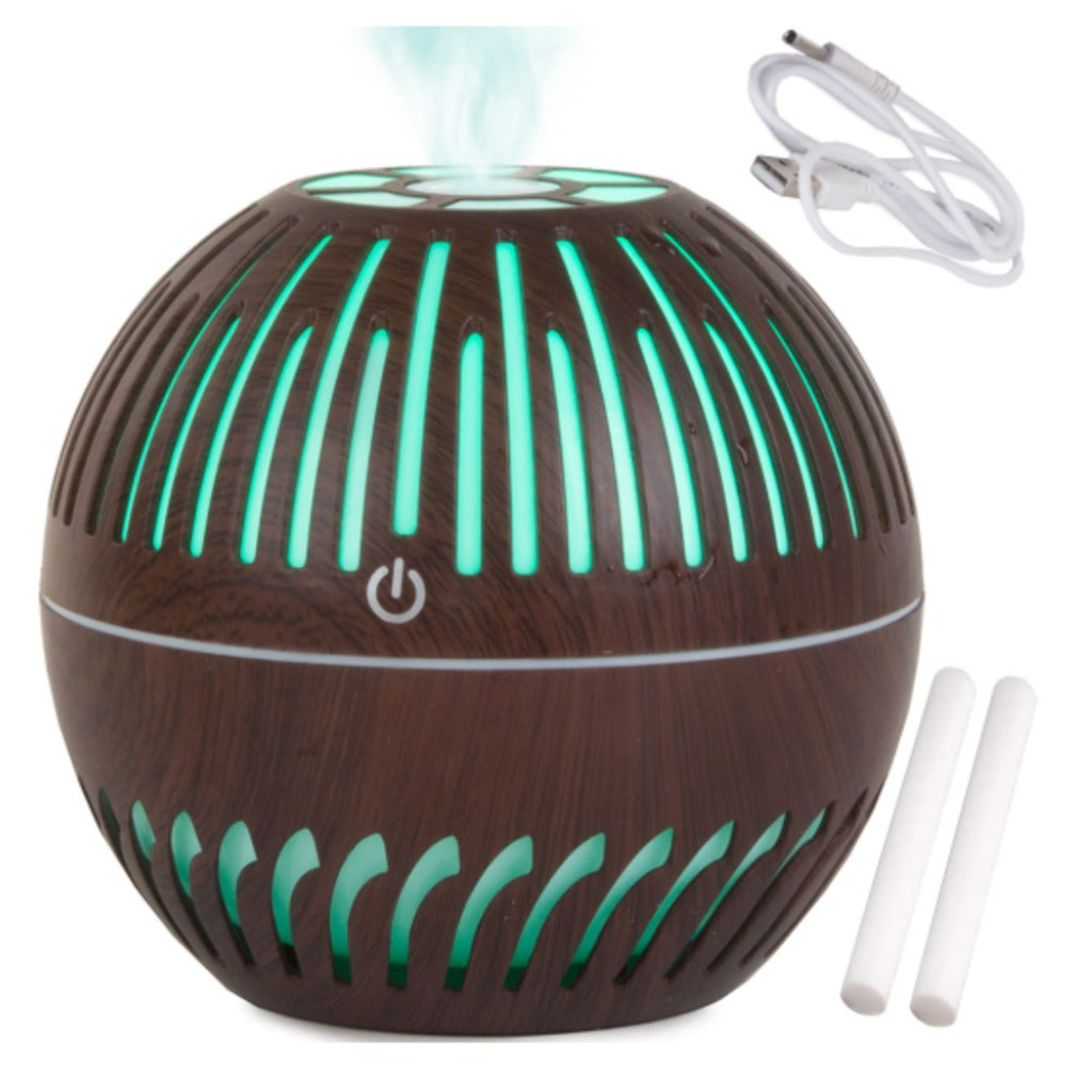 Ultraschall Luftbefeuchter Aroma Diffuser 300 ml mit RGB LED Nachtlicht in Dunkelbraun – USB Aromatherapie Diffusor – Bild 9