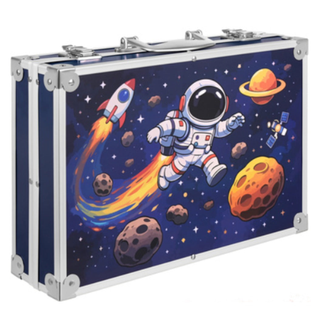 Maaleo Malset Kinder Malkoffer Astronaut 145 Teile mit Buntstiften Filzstiften Acrylfarben und Wasserfarben – Bild 6