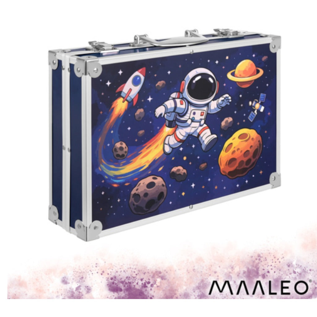 Maaleo Malset Kinder Malkoffer Astronaut 145 Teile mit Buntstiften Filzstiften Acrylfarben und Wasserfarben – Bild 7