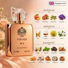 Majestic London for Her No 2 Eau de Parfum 100 ml Damenparfum mit Pfirsich, Blutorange, Rum, Cognac, Jasmin, Vanille, Tonkabohne und Sandelholz im eleganten Flakon