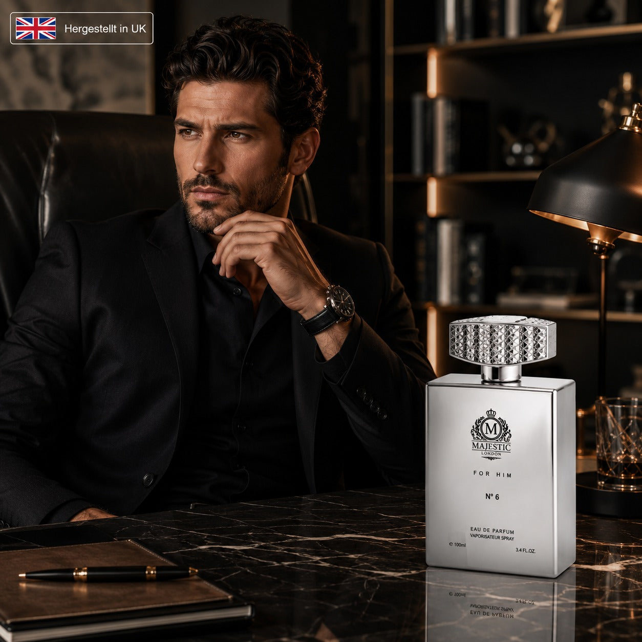Majestic London for Him No 6 Eau de Parfum 100 ml Herrenduft mit Bergamotte, Pfeffer, Lavendel, Vetiver, Patchouli, Ambroxan und Zedernholz im eleganten Flakon