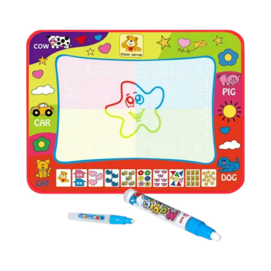 Magische Wasser-Malmatte für Kinder – Wiederverwendbare Zaubermaltafel mit Zauberstift, ABC & Zahlen Lernspielzeug
