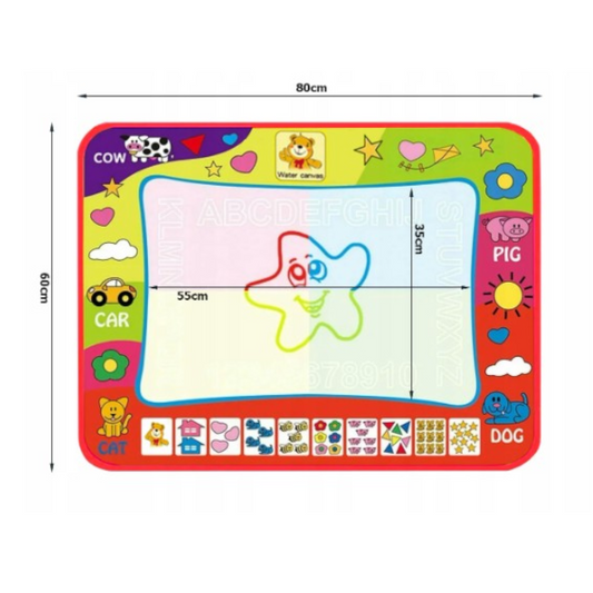 Magische Wasser-Malmatte für Kinder – Wiederverwendbare Zaubermaltafel mit Zauberstift, ABC & Zahlen Lernspielzeug
