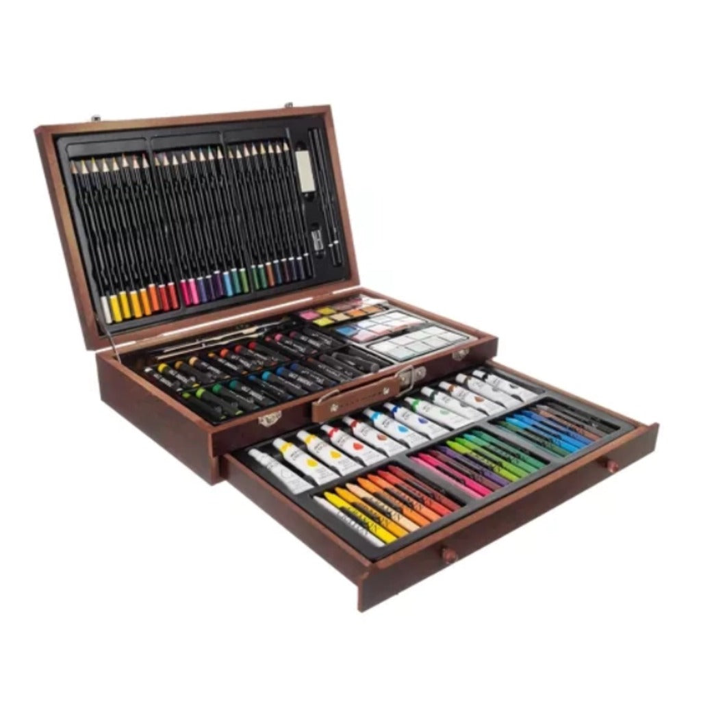 Maaleo Malset im Koffer 129 Teile – Kreativ-Kunstset für Kinder mit Buntstiften, Ölpastellen, Aquarellfarben und Holzkoffer – Bild 7