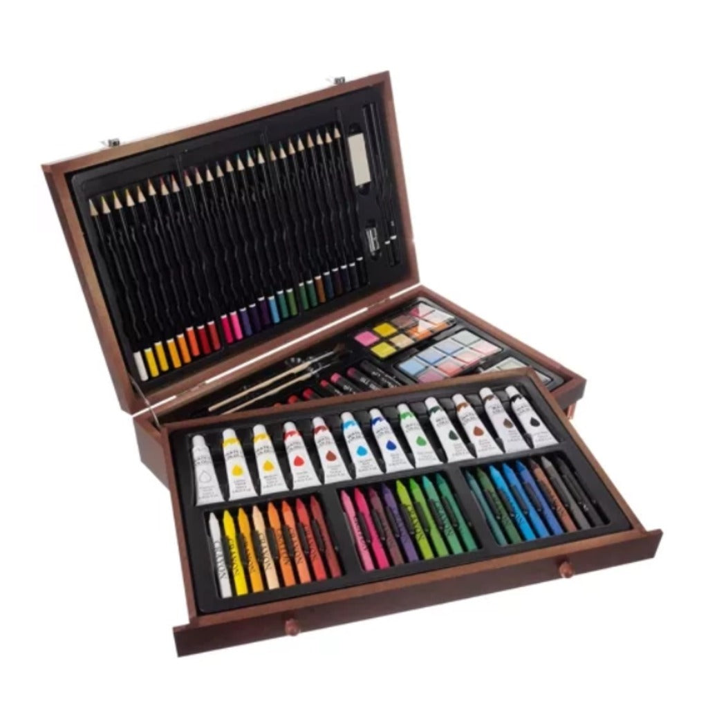 Maaleo Malset im Koffer 129 Teile – Kreativ-Kunstset für Kinder mit Buntstiften, Ölpastellen, Aquarellfarben und Holzkoffer – Bild 9