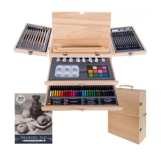 Maaleo Malset im Koffer 83-teilig mit Staffelei, Pinseln, Acrylfarben, Aquarellfarben und Buntst – Bild 2