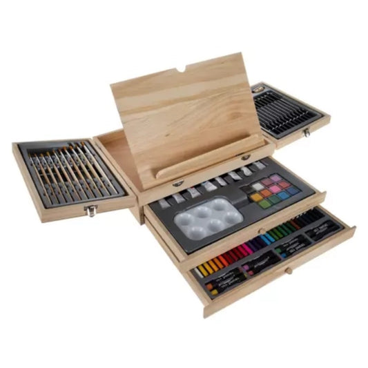 Maaleo Malset im Koffer 83-teilig mit Staffelei, Pinseln, Acrylfarben, Aquarellfarben und Buntst – Bild 4