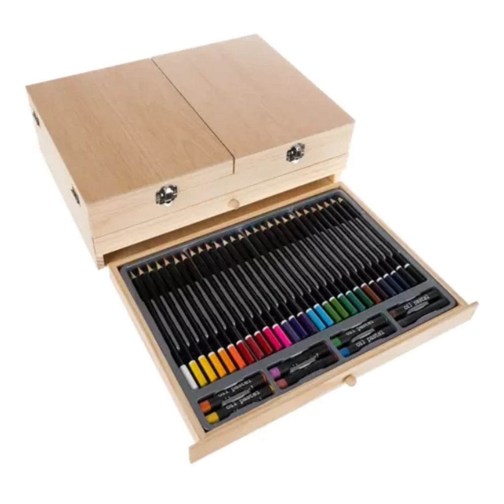 Maaleo Malset im Koffer 83-teilig mit Staffelei, Pinseln, Acrylfarben, Aquarellfarben und Buntst – Bild 6