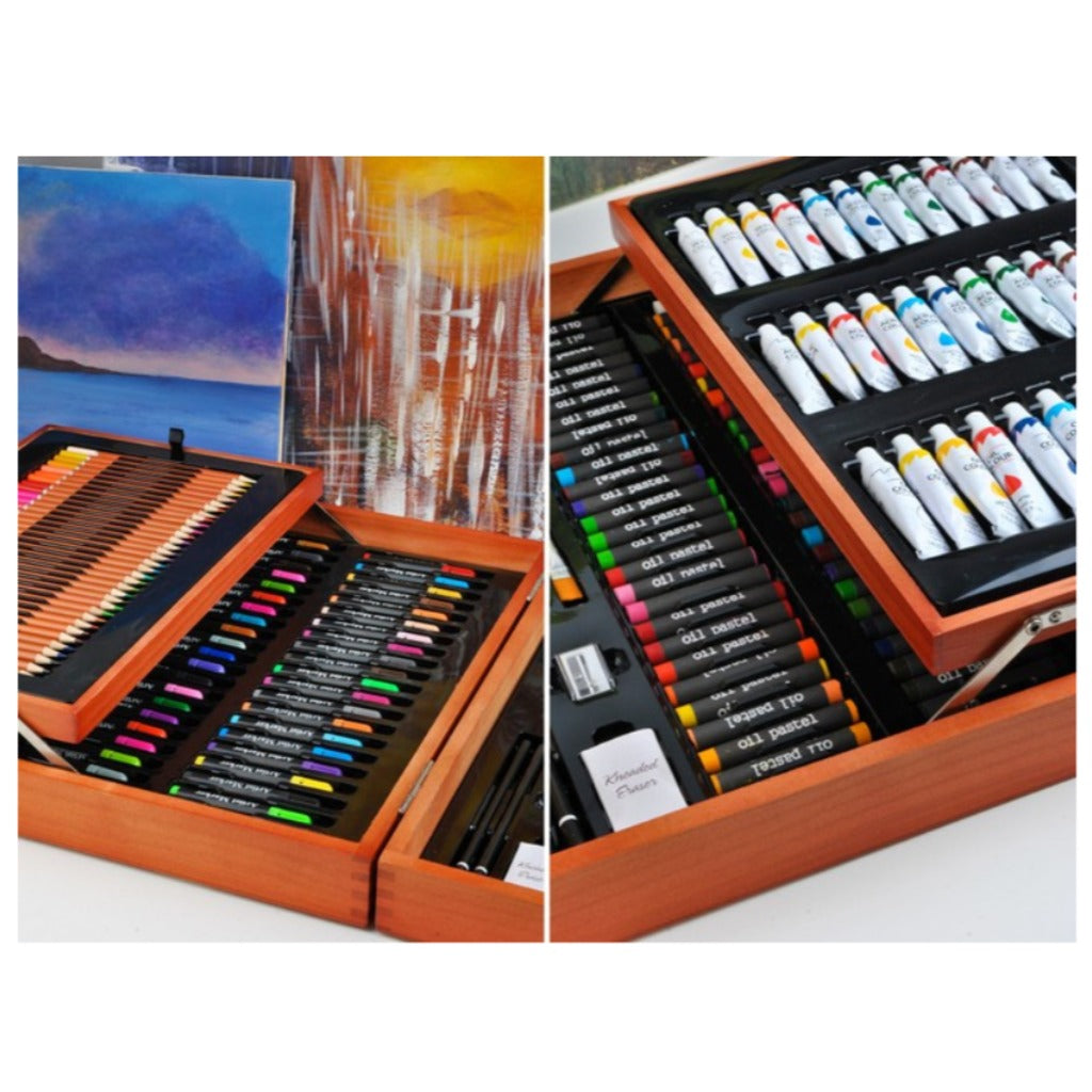 Maaleo Malset 177 Teile im Holzkoffer – XXL Kunstset mit Buntstiften, Markern, Ölpastellkreiden und Farben für Kinder und Erw – Bild 12