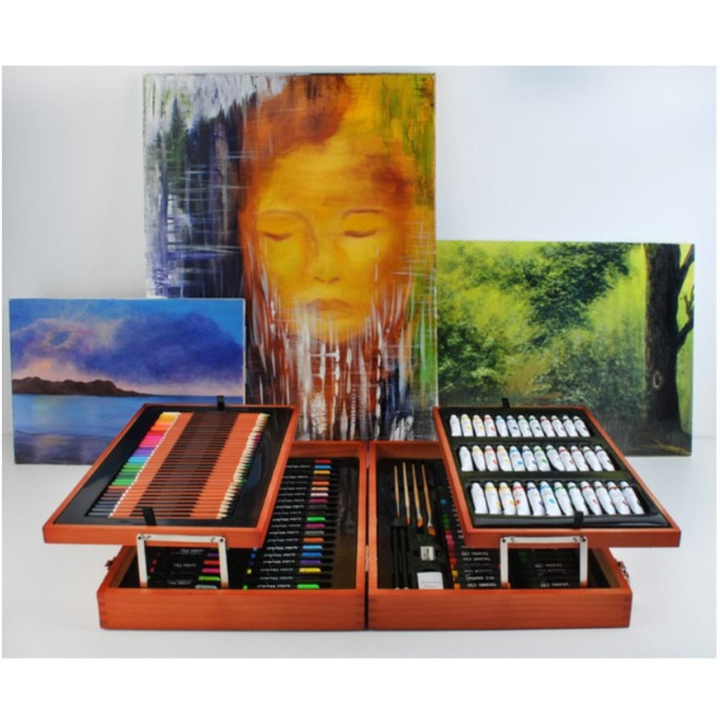 Maaleo Malset 177 Teile im Holzkoffer – XXL Kunstset mit Buntstiften, Markern, Ölpastellkreiden und Farben für Kinder und Erw – Bild 14