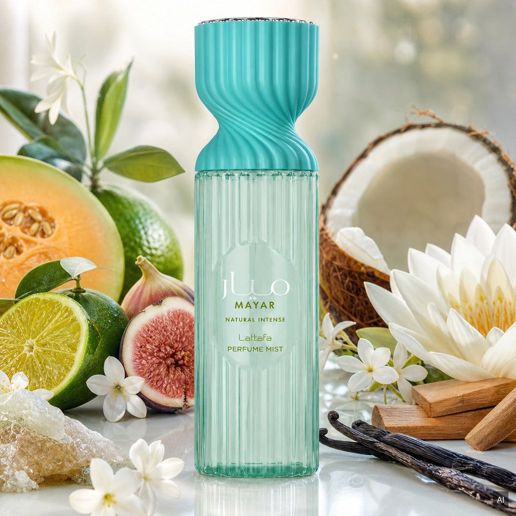 Lattafa Mayar Natural Intense Perfume Mist 250 ml – frischer aquatisch-blumiger Damenduft mit Feige, Lotus und Vanille – Duft