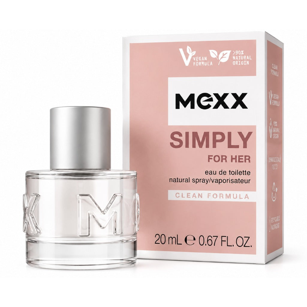 Mexx Simply for Her Eau de Toilette 20 ml – frischer blumig-fruchtiger Damenduft mit Rose, Bergamotte und Moschus – Bild 2