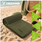 Trizand schnelltrocknendes Mikrofaser Handtuch 120x60 cm in Grau/Khaki – leichtes Sport- und Strandhandtuch mit Kordelzugbeut – Bild 10