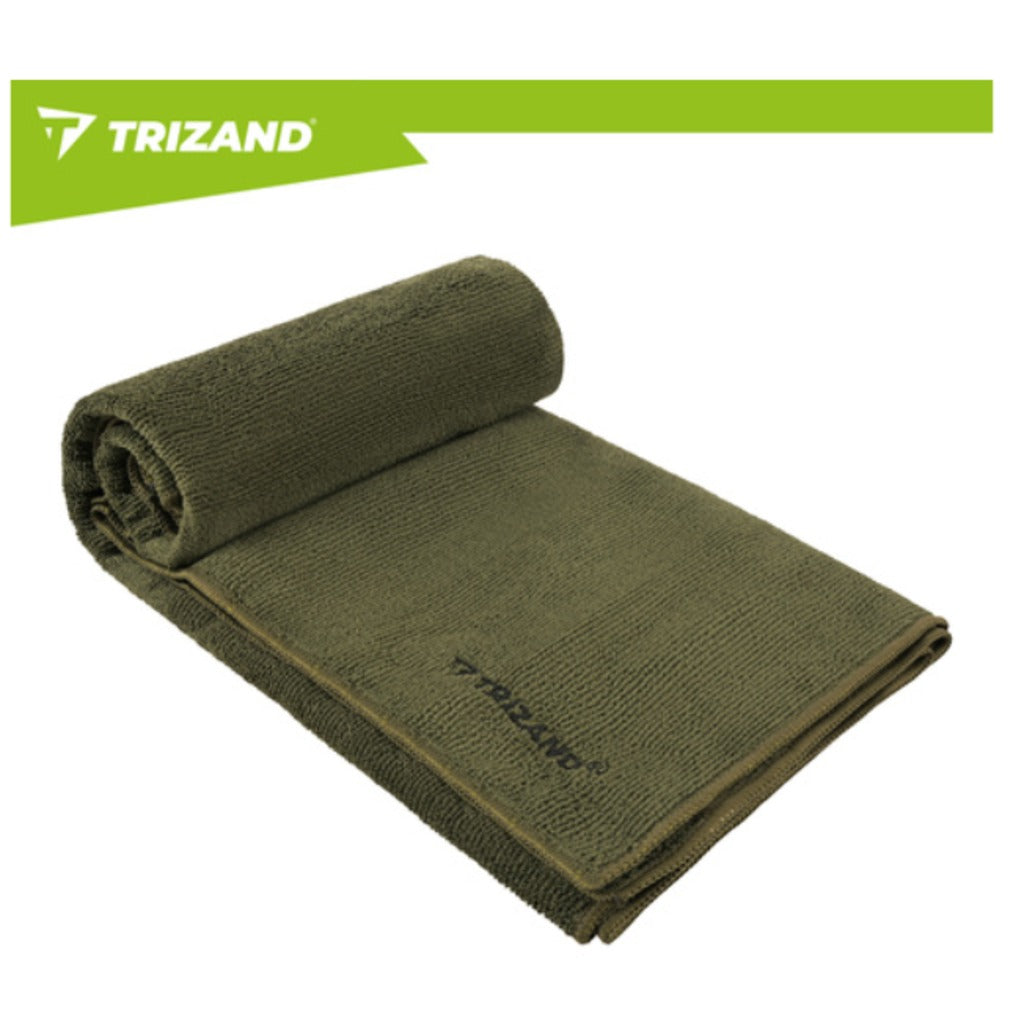 Trizand schnelltrocknendes Mikrofaser Handtuch 120x60 cm in Grau/Khaki – leichtes Sport- und Strandhandtuch mit Kordelzugbeut – Bild 13