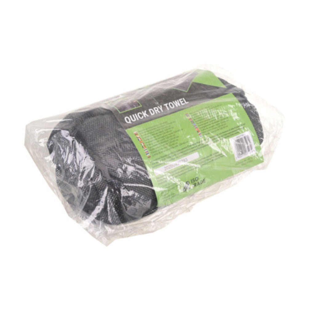 Trizand schnelltrocknendes Mikrofaser Handtuch 120x60 cm in Grau/Khaki – leichtes Sport- und Strandhandtuch mit Kordelzugbeut – Bild 4