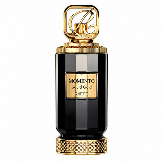 Riiffs Momento Liquid Gold Extrait de Parfum 100 ml – süß-orientalischer Unisex-Duft mit Safran, Oud und Karamell