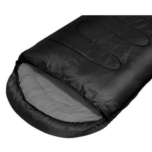 Mumienschlafsack mit Kapuze schwarz 205 cm leichter Campingschlafsack inkl. Packsack – Bild 3