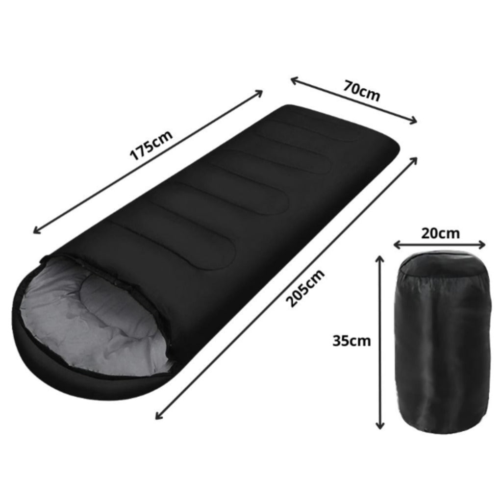 Mumienschlafsack mit Kapuze schwarz 205 cm leichter Campingschlafsack inkl. Packsack – Bild 9