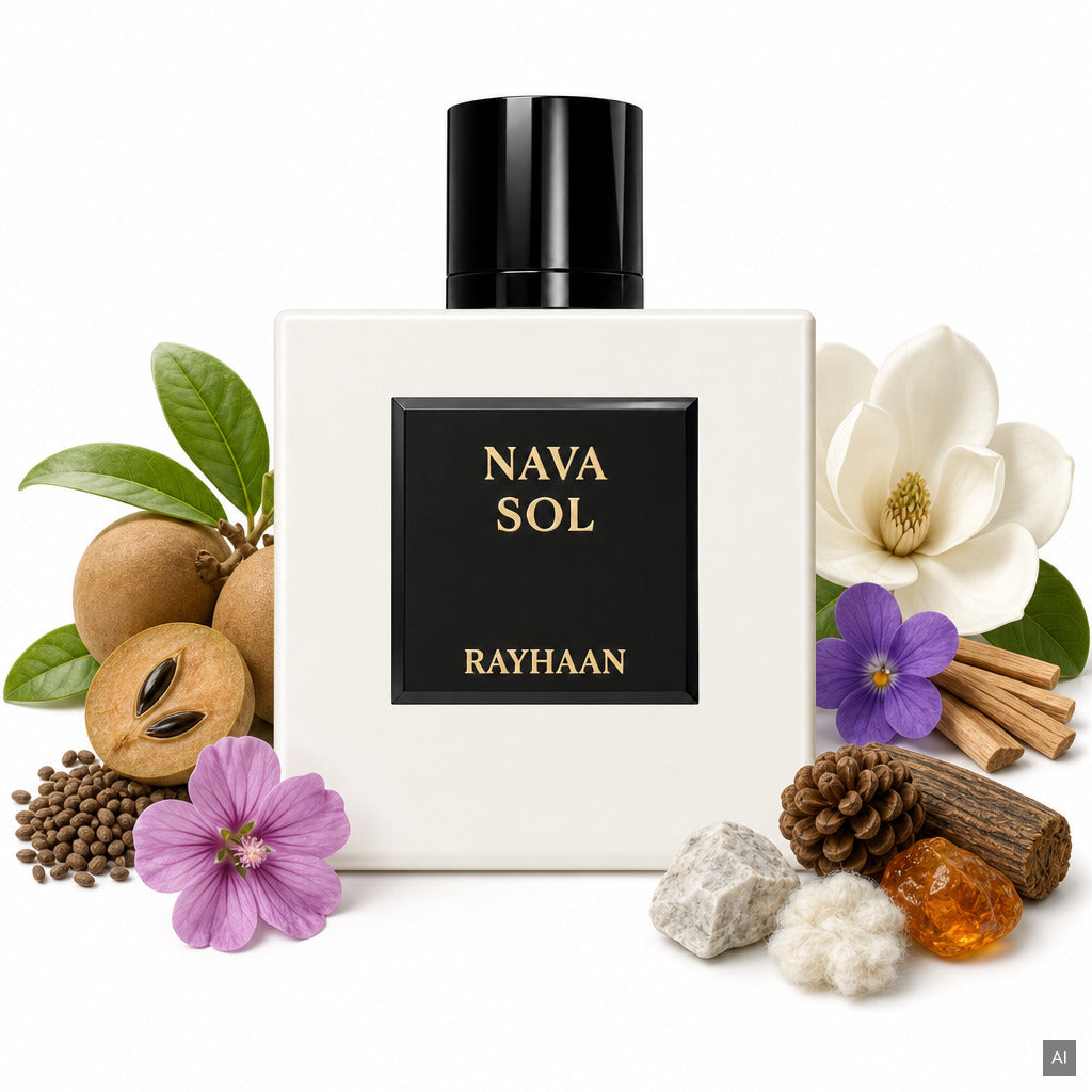 Rayhaan Nava Sol Eau de Parfum 100 ml – blumig-holziger Unisex-Duft mit Magnolia, Sandelholz und Moschus – Duftnoten