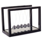 Newton Pendel mit Spiegel – Newtons Wiege mit 5 Kugeln, Schreibtisch-Deko, Sockel 20x11 cm – Bild 3