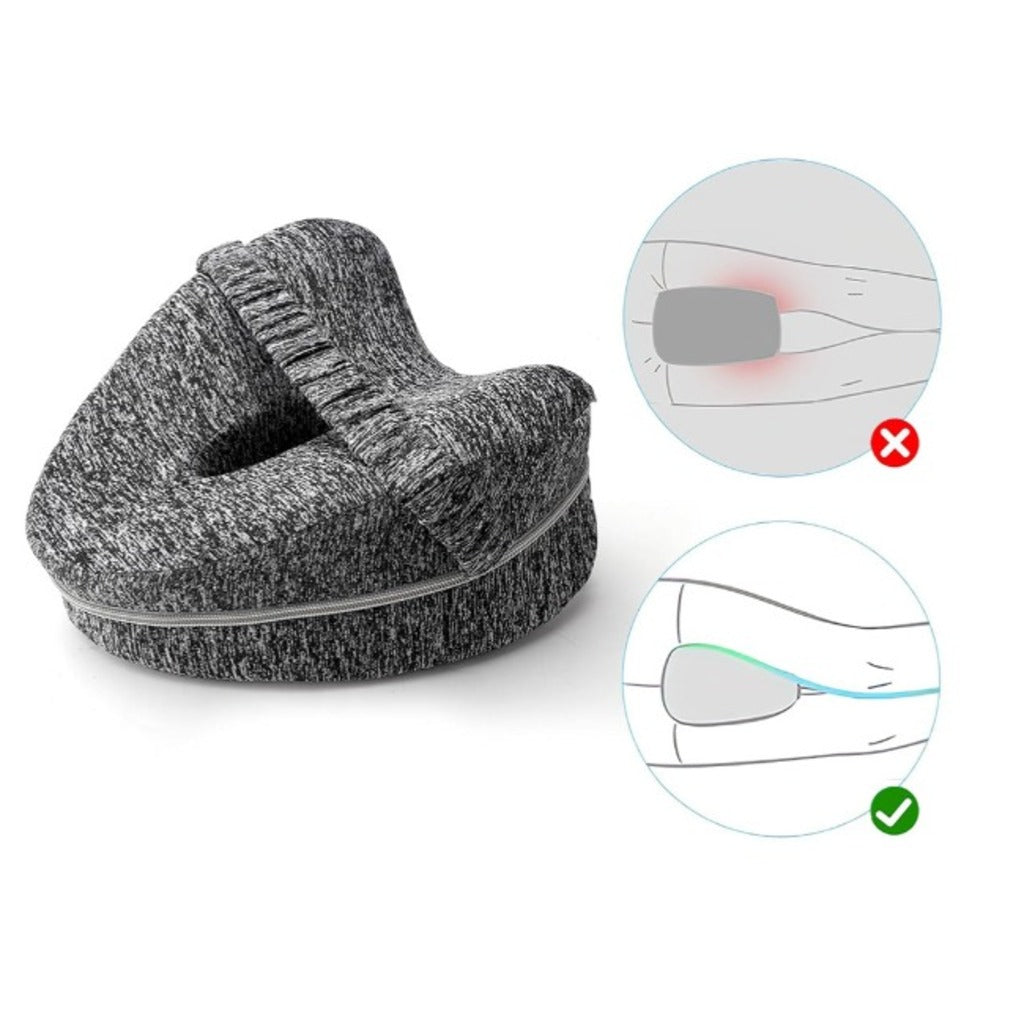 Orthopädisches Kniekissen Memory Foam 23x25 cm – ergonomisches Beinkissen und Knietrennkissen für Seitenschläfer, grau – Bild 5