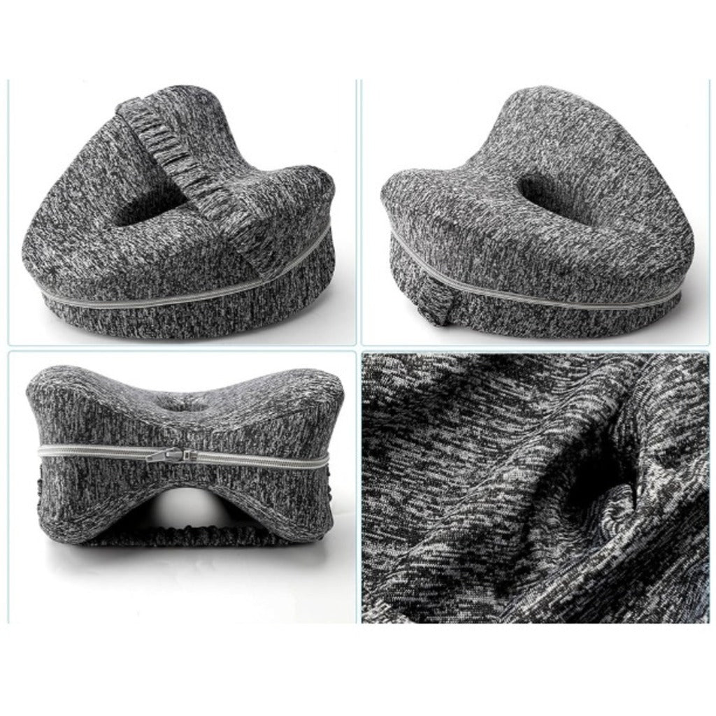 Orthopädisches Kniekissen Memory Foam 23x25 cm – ergonomisches Beinkissen und Knietrennkissen für Seitenschläfer, grau – Bild 9