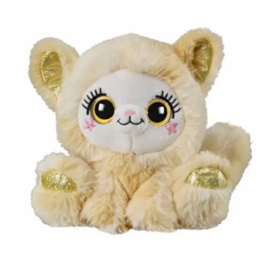 Dinotoys Plüschkatze 16 cm beige mit Glitzeraugen – superweicher Plüsch Kuscheltier Katze für Kinder – Bild 2