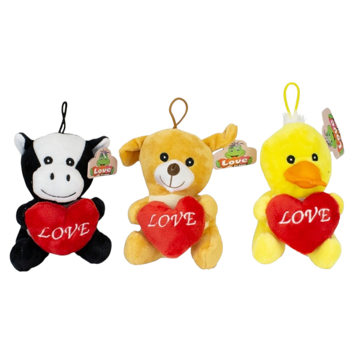 Plüschtiere mit Herz „LOVE“ – Kuscheltiere – 14 cm – 6 verschiedene Motive