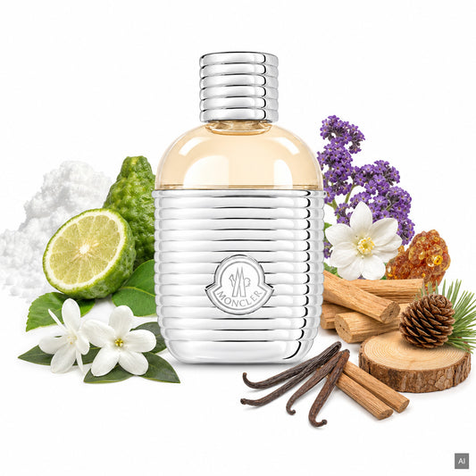 MONCLER Pour Femme Eau de Parfum 100 ml – blumig-holziger Damenduft mit Jasmin, Vanille und Ambra – Duftnoten