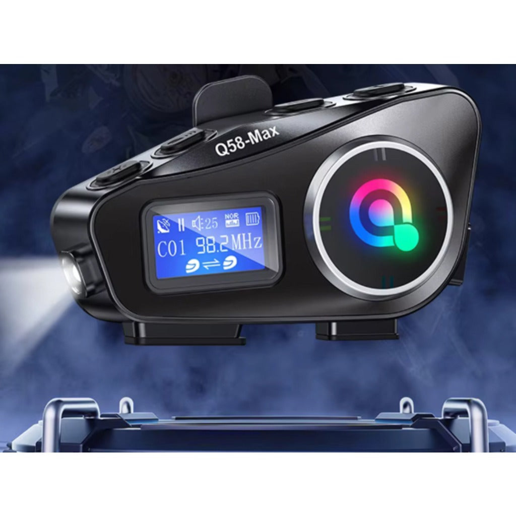 Q58 Max Motorrad Bluetooth Intercom Helm Freisprechanlage mit Mesh, microSD und LED-Taschenlampe – Bild 6