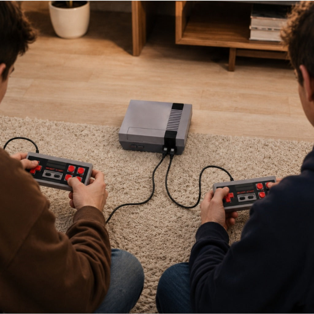 Retro TV-Spielkonsole mit 620 integrierten Spielen und 2 Controllern in Grau – Klassiker wie Mario und Contra – Bild 6