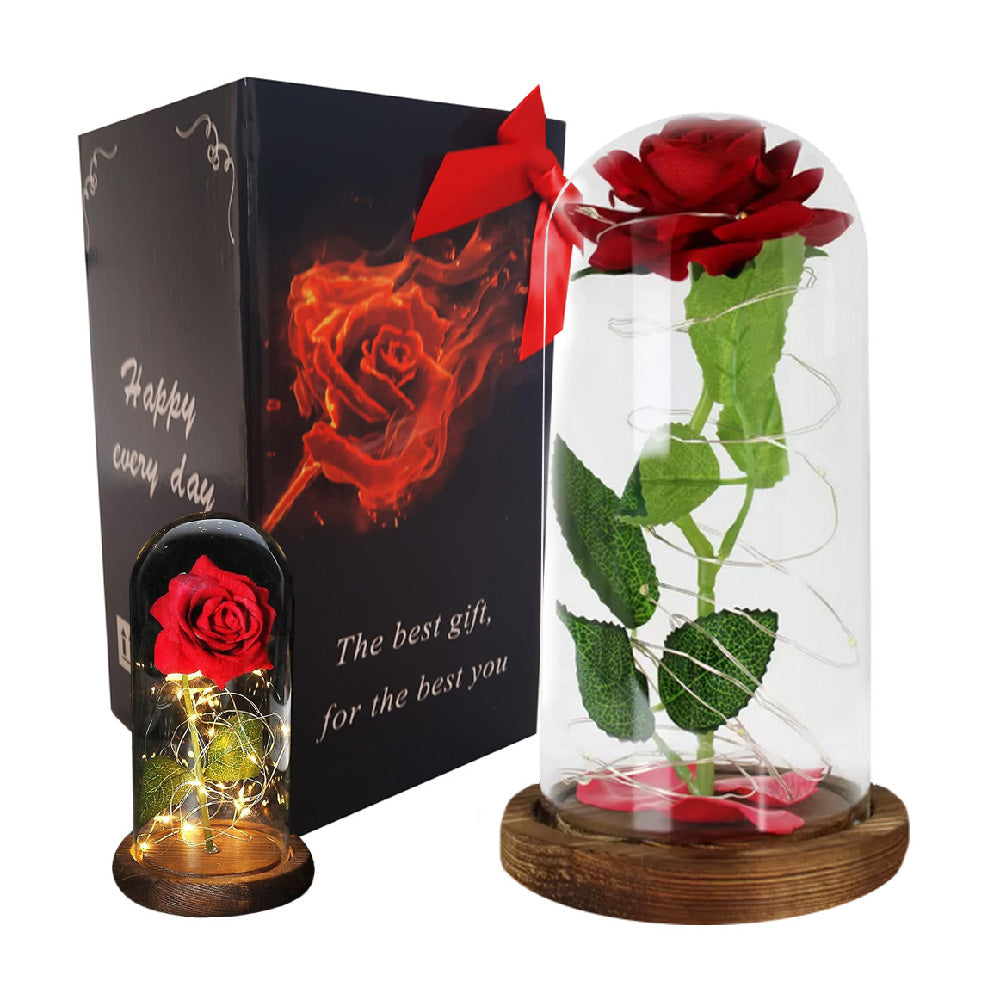 Ewige Rose im Glas mit Licht Rose Geschenke für Frauen